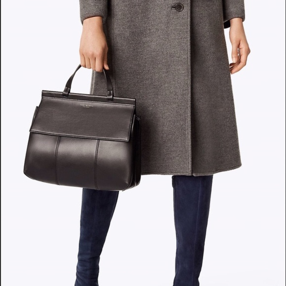 Tory Burch Black Leather Top-Handle Satchel